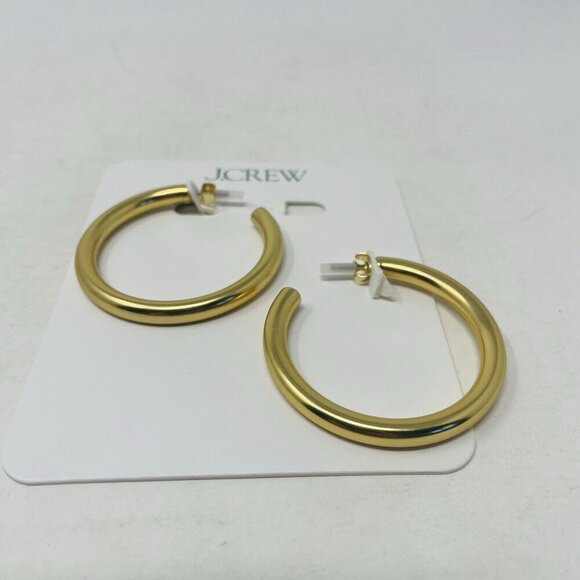 J Crew Womens One Size Tube Burnished Gold Large Hoop Earrings K4195 $39 - Picture 4 of 7